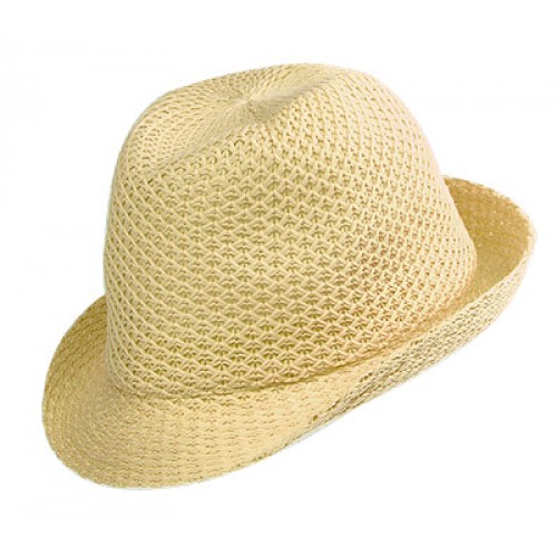 Fedora Hat - Knitted Polyester - Natural - HT-5416NT